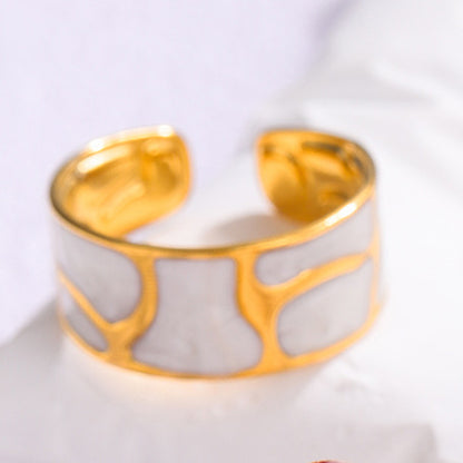 Gold-Plated Titanium Steel Teardrop Open Ring