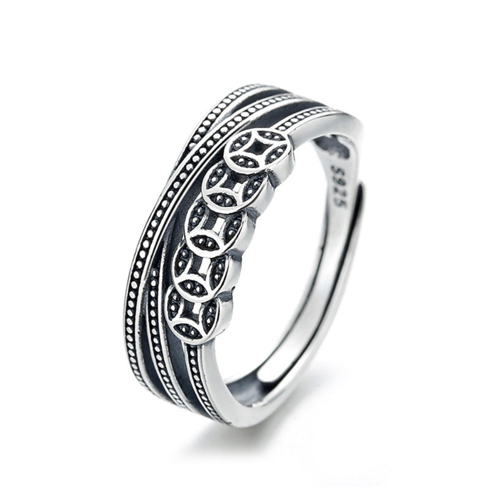 S925 Chinese Coin Ring