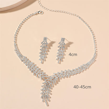 时尚超美项链耳环套装水钻闪亮耳钉婚礼晚会两件套婚纱礼服配饰品