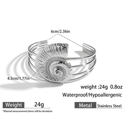 麦芽欧美不锈钢海洋风手镯海星海螺珊瑚花朵手环天然石镯子手饰品