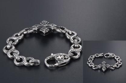 欧美朋克8字钛钢手链 潮男时尚手环 复古十字架花纹手饰CE147