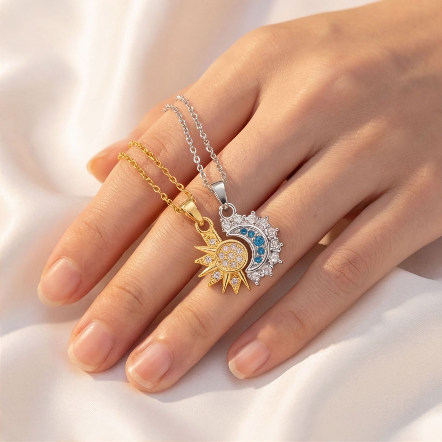 Women's Fashion Retro Sun Moon Stacked Necklace