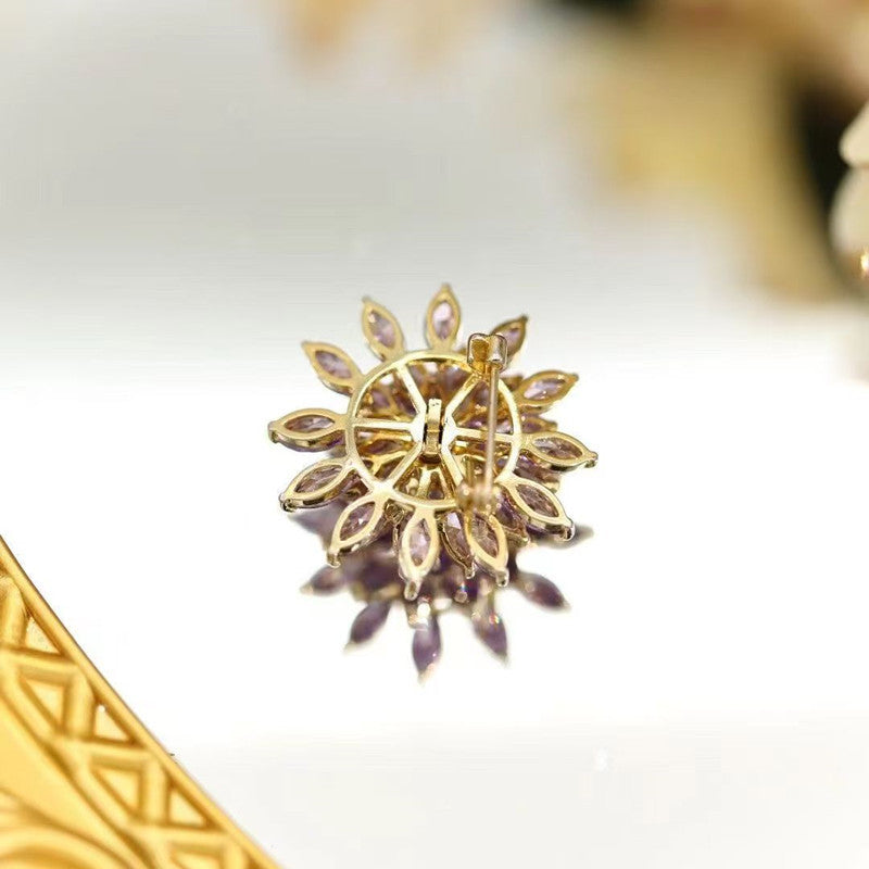 Crystal Flower Brooch