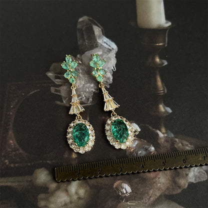 Green CZ Vintage Stud Earrings