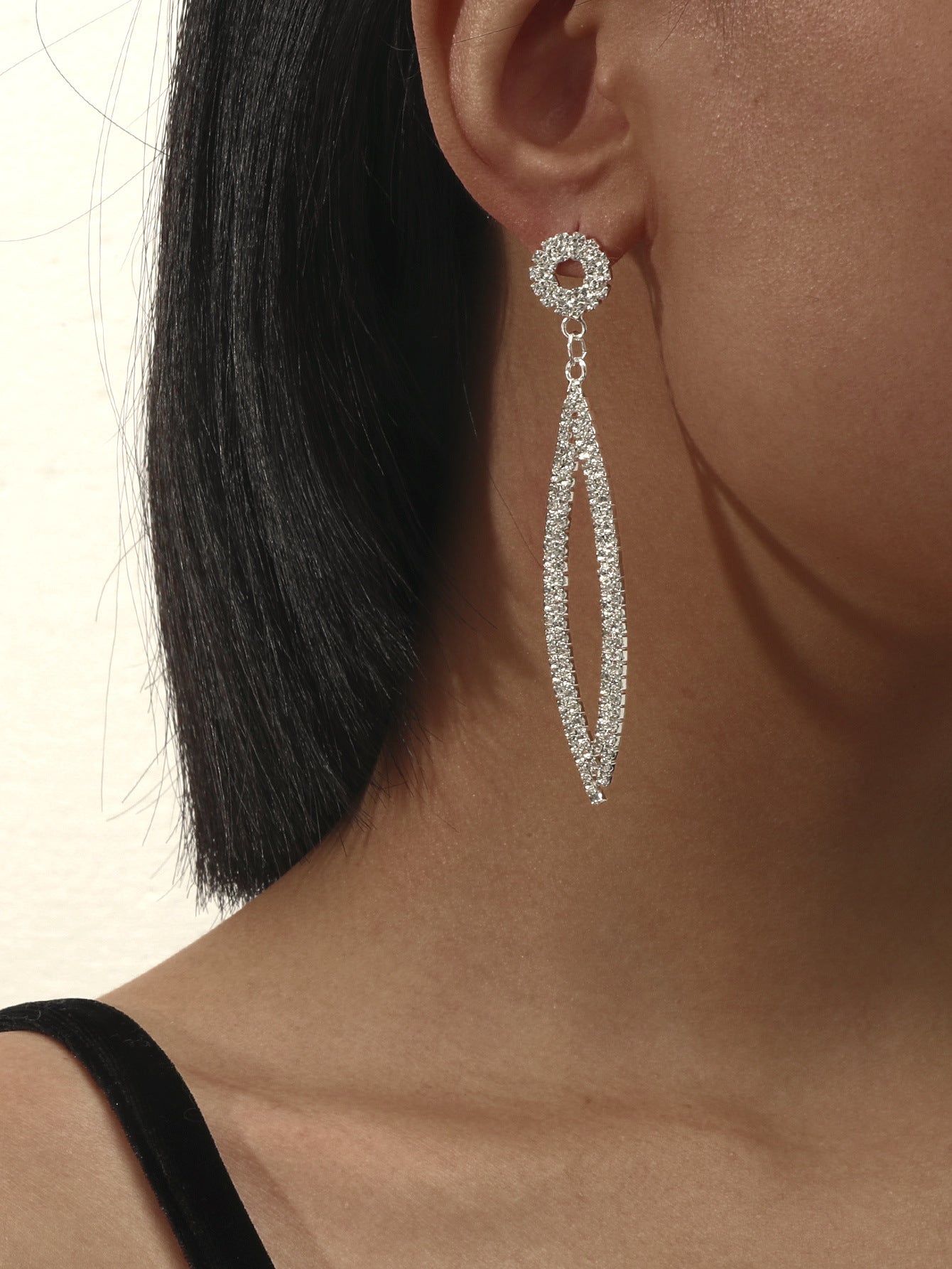 亚马逊爆款  时尚长款流苏耳环女 水钻耳环镶钻耳钉耳饰 全铜材质