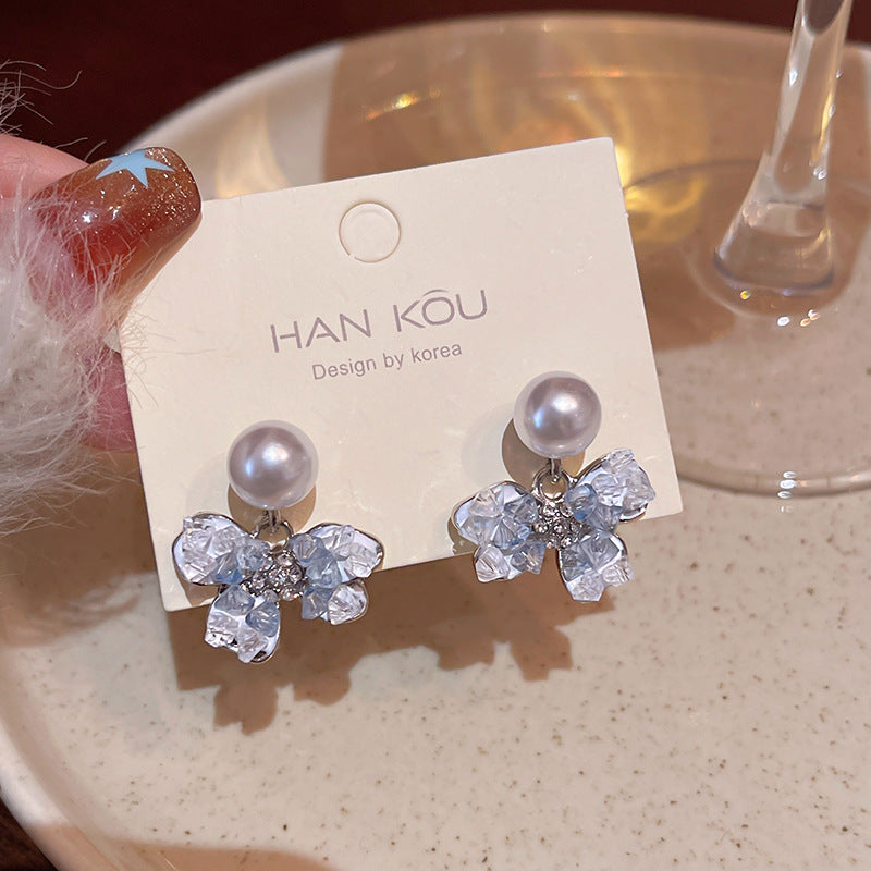 Sterling Silver S925 Needle Fresh Forest Style Flower Stud Earrings for Women, Vacation Style Light Luxury Minority Advanced Pearl Earrings