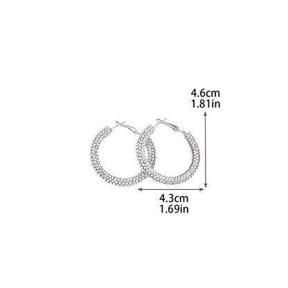 外贸热销 欧美夸张镶钻双排大圈街舞hiphop耳环耳圈 新娘耳饰批发