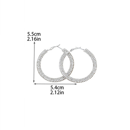 外贸热销 欧美夸张镶钻双排大圈街舞hiphop耳环耳圈 新娘耳饰批发