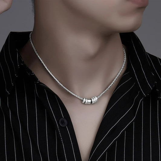 Rhinestone Circle Clavicle Necklace Trendy Brand Stainless Steel Necklace For Men & Women, Couple Style Fashionable & Versatile