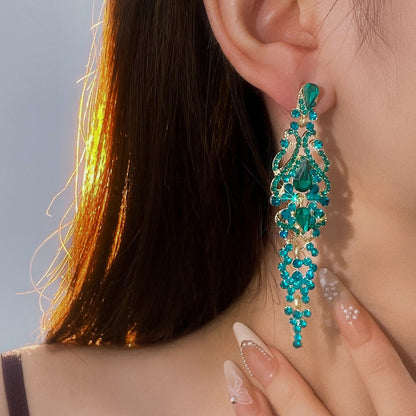 Silver Teardrop Tassel Stud Earrings