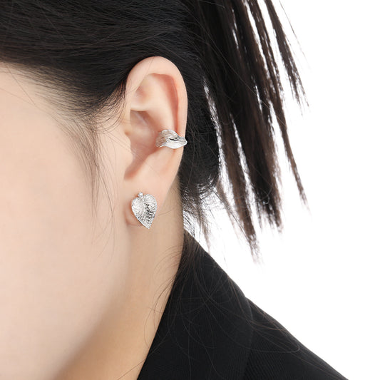 711哑光拉丝纹理耳夹女冷淡风S925纯银小众个性ins气质简约银耳饰