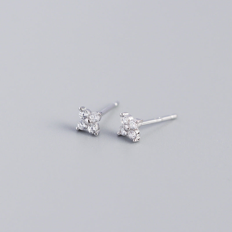 S925 Four-Leaf Flower Stud Earrings