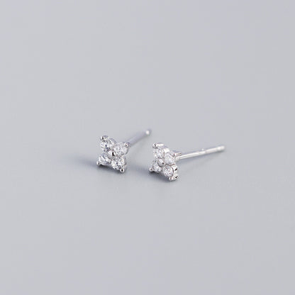 S925 Four-Leaf Flower Stud Earrings