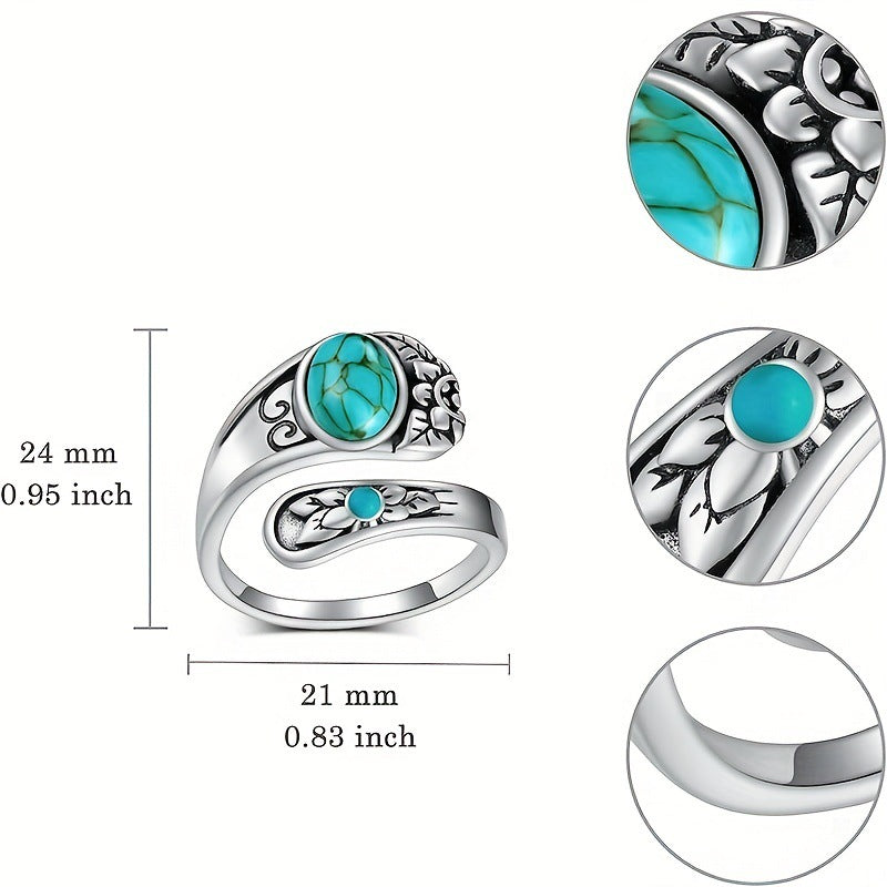Silver Turquoise Open Ring