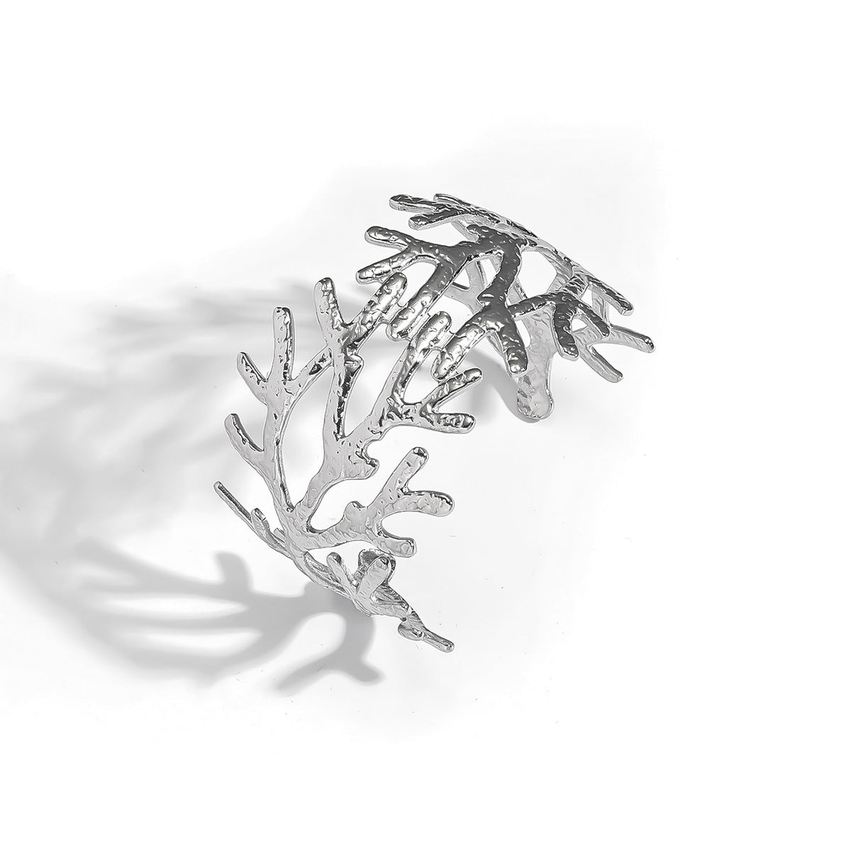 麦芽欧美跨境树枝珊瑚开口手镯不锈钢钛钢不掉色手环 ins时尚手饰