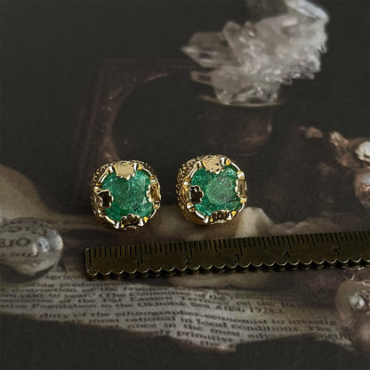 Green CZ Vintage Stud Earrings