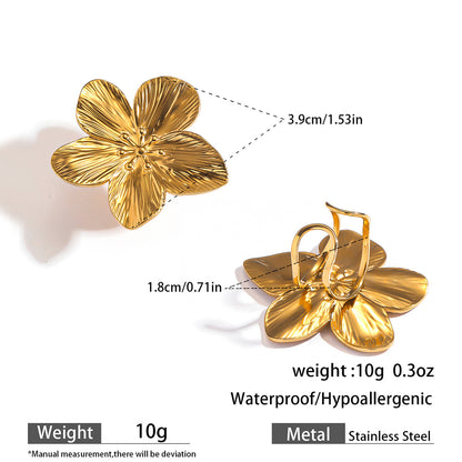 麦芽不锈钢不掉色花朵戒指女立体感开口设计指环夸张欧美跨境手饰