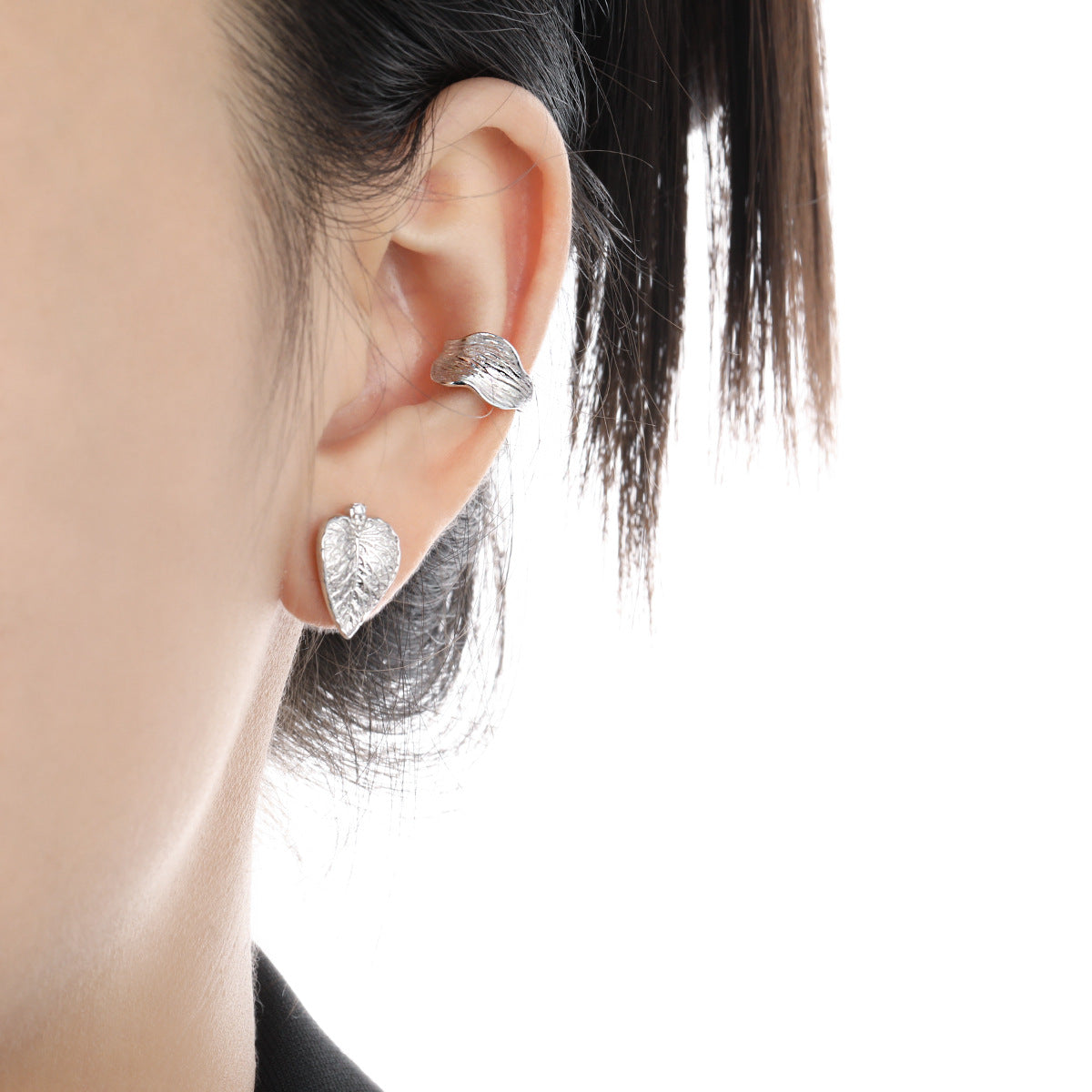 711哑光拉丝纹理耳夹女冷淡风S925纯银小众个性ins气质简约银耳饰