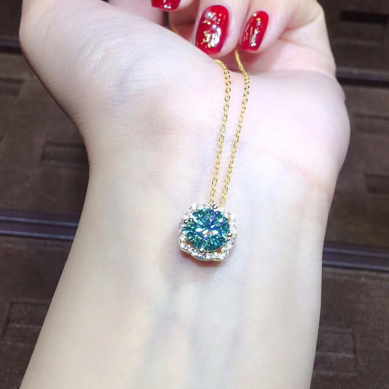 Gold-Plated Green Pendant Necklace