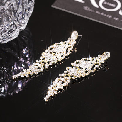Silver Teardrop Tassel Stud Earrings