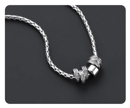 Rhinestone Circle Clavicle Necklace Trendy Brand Stainless Steel Necklace For Men & Women, Couple Style Fashionable & Versatile