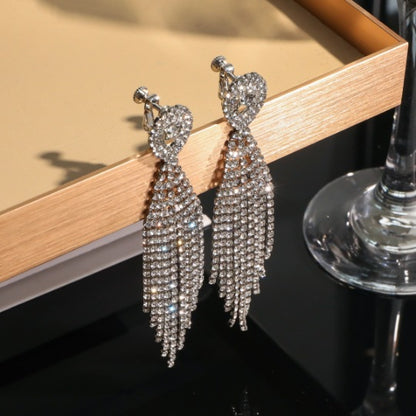亚马逊爆款  时尚长款流苏耳环女 水钻耳环镶钻耳钉耳饰 全铜材质