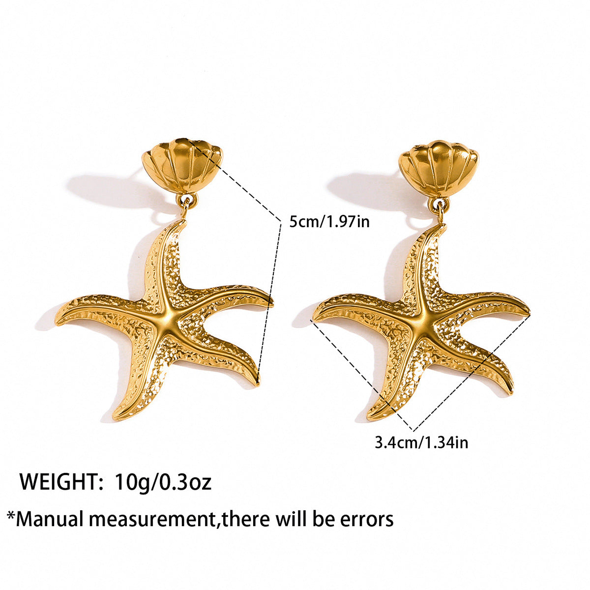 麦芽欧美跨境不锈钢海星星星耳钉女海洋风耳环个性时尚设计感耳饰