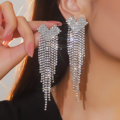 速卖通货源 时尚百搭超闪长款流苏耳环女 个性夸张耳钉耳饰品批发