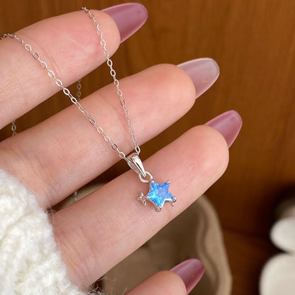 S925 Silver Blue CZ Star Necklace