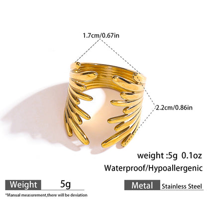 麦芽不锈钢钛钢不掉色戒指ins可调节开口设计指环 欧美手饰品套装