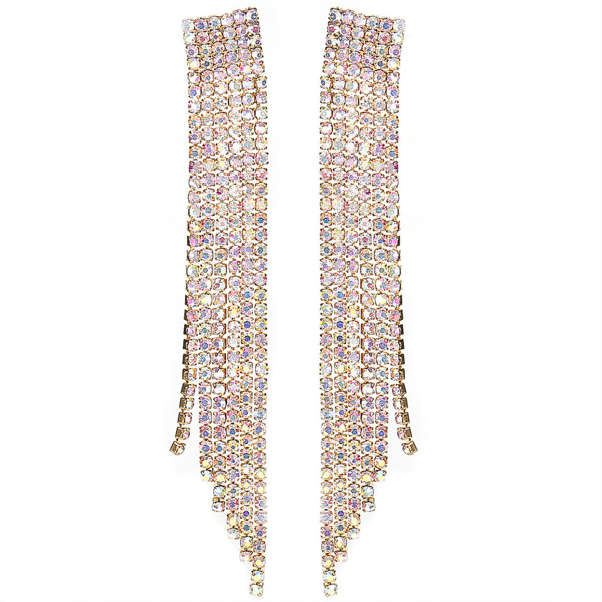 轻奢风小脸超闪AB水钻长款流苏耳环女 时尚气质耳钉饰品 earrings