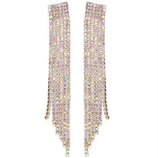 Rhinestone Tassel Stud Earrings