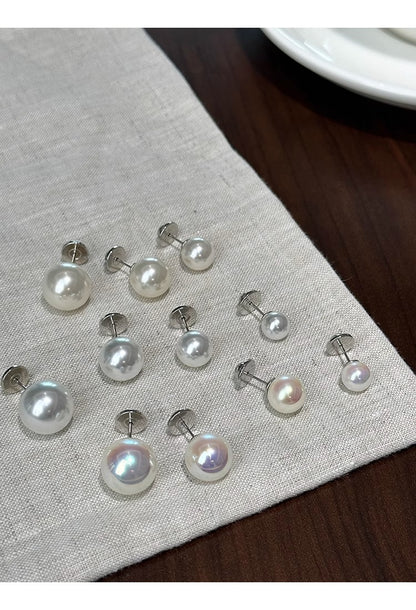 White Pearl Stud Earrings