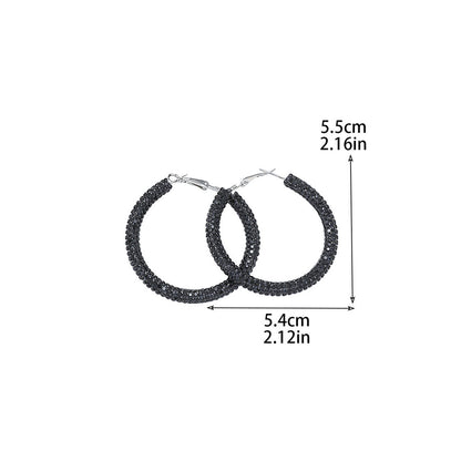 外贸热销 欧美夸张镶钻双排大圈街舞hiphop耳环耳圈 新娘耳饰批发