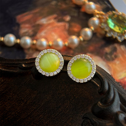 Green CZ Vintage Stud Earrings