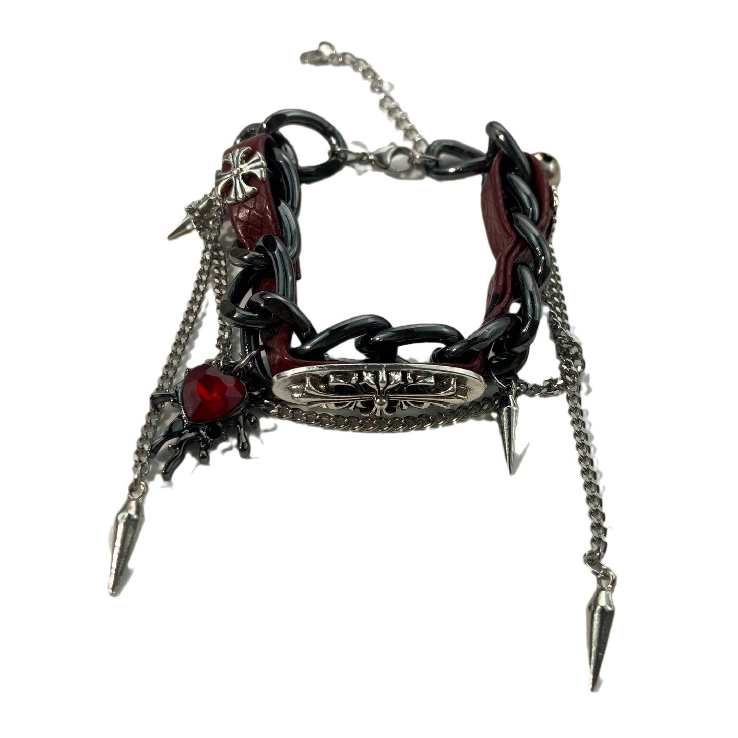 美拉德重工浮雕皮革手链亚文化辣妹甜酷小众哥特朋克暗黑手饰潮