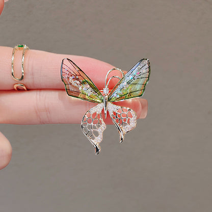 Green Butterfly Tassel Brooch
