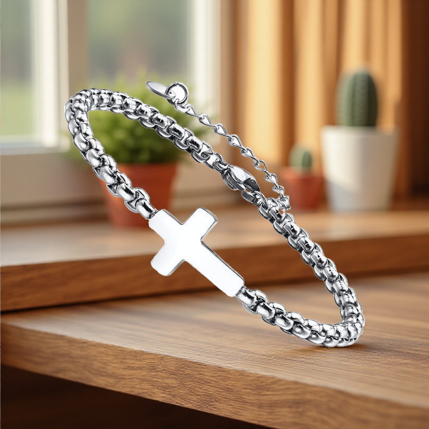 Stainless Steel Cross Bracelet