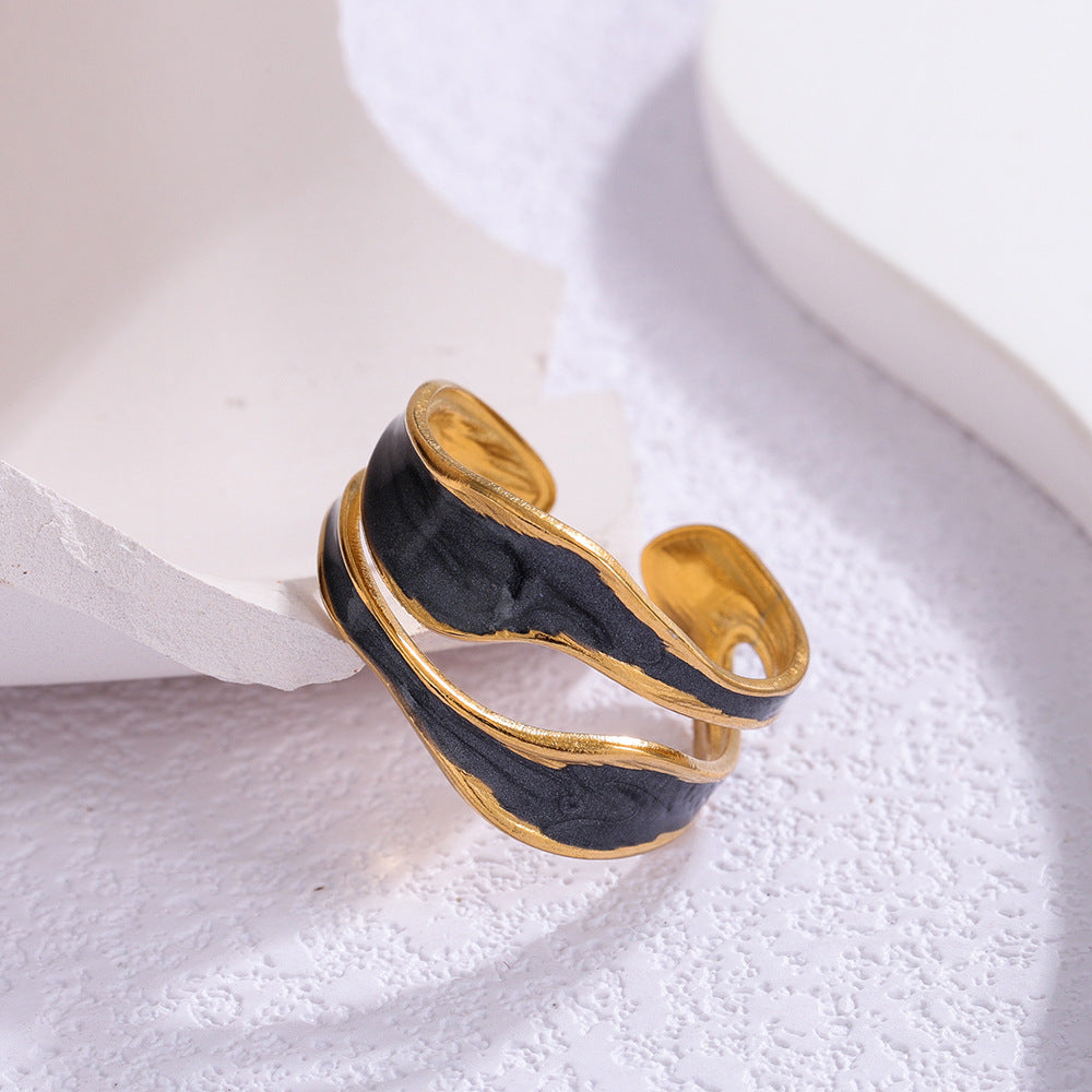 Titanium Steel Teardrop Ring
