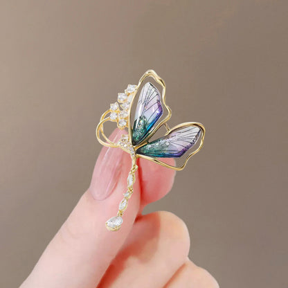 Green Butterfly Tassel Brooch