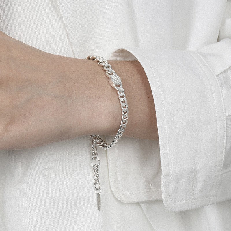 0026-27韩版ins小众设计感复古做旧侧身链条质感S925纯银手链女