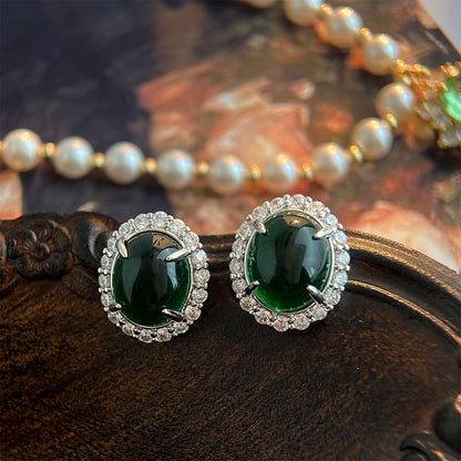 Green CZ Vintage Stud Earrings