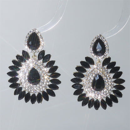 亚马逊货源个性夸张彩色玻璃水钻耳环女 恶魔之眼万圣节耳饰耳环