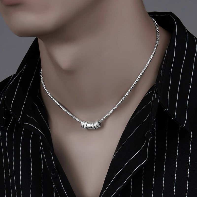 Rhinestone Circle Clavicle Necklace Trendy Brand Stainless Steel Necklace For Men & Women, Couple Style Fashionable & Versatile