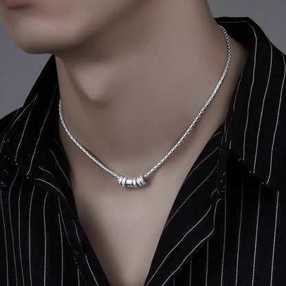 Rhinestone Circle Clavicle Necklace Trendy Brand Stainless Steel Necklace For Men & Women, Couple Style Fashionable & Versatile