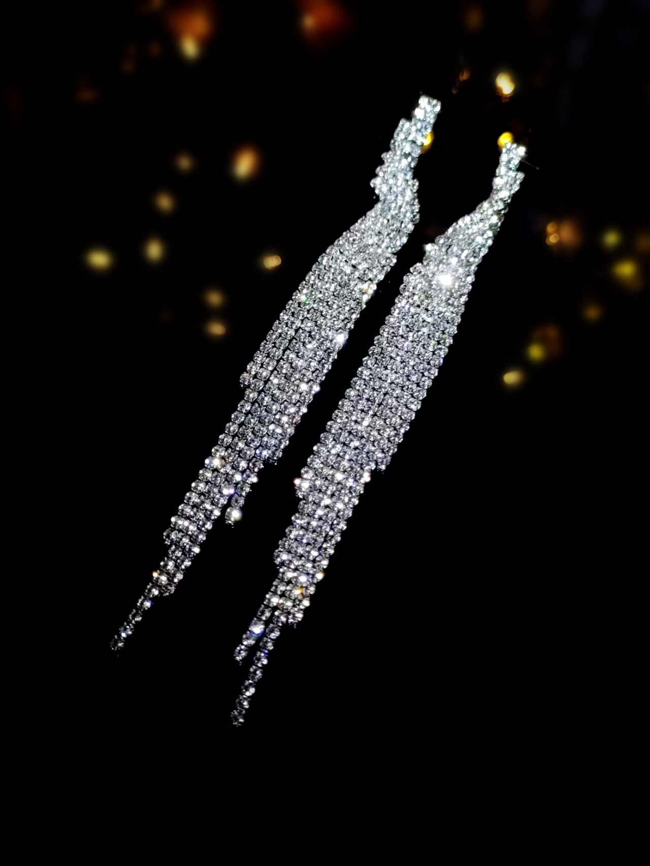 速卖通货源 时尚百搭超闪长款流苏耳环女 个性夸张耳钉耳饰品批发