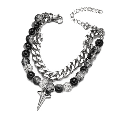 钛钢不掉色古巴手链男士潮嘻哈 ins冷淡风简约情侣手饰配饰批发