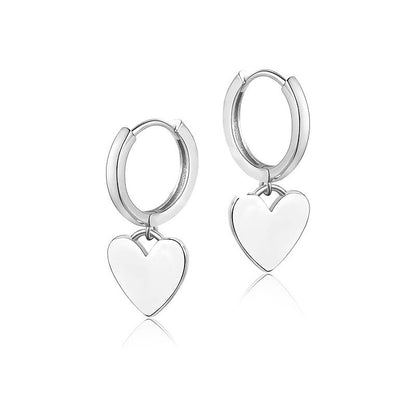 欧美s925银针耳环时尚心形吊坠圆形耳扣女耳坠女时尚气质耳饰耳环