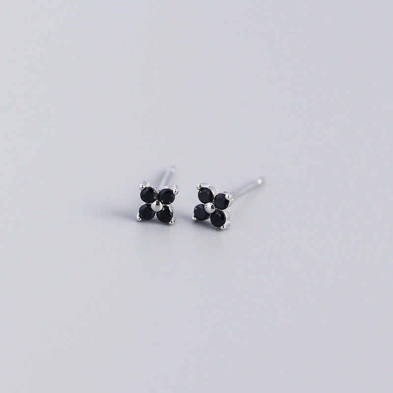 S925 Four-Leaf Flower Stud Earrings