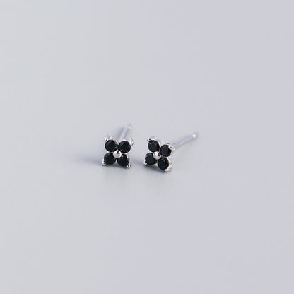 S925 Four-Leaf Flower Stud Earrings